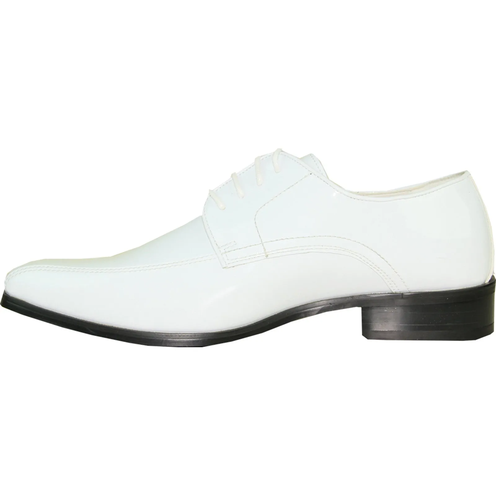VANGELO Men Dress Shoe TUX-5 Oxford Formal Tuxedo for Prom & Wedding White Patent - Wide Width Available
