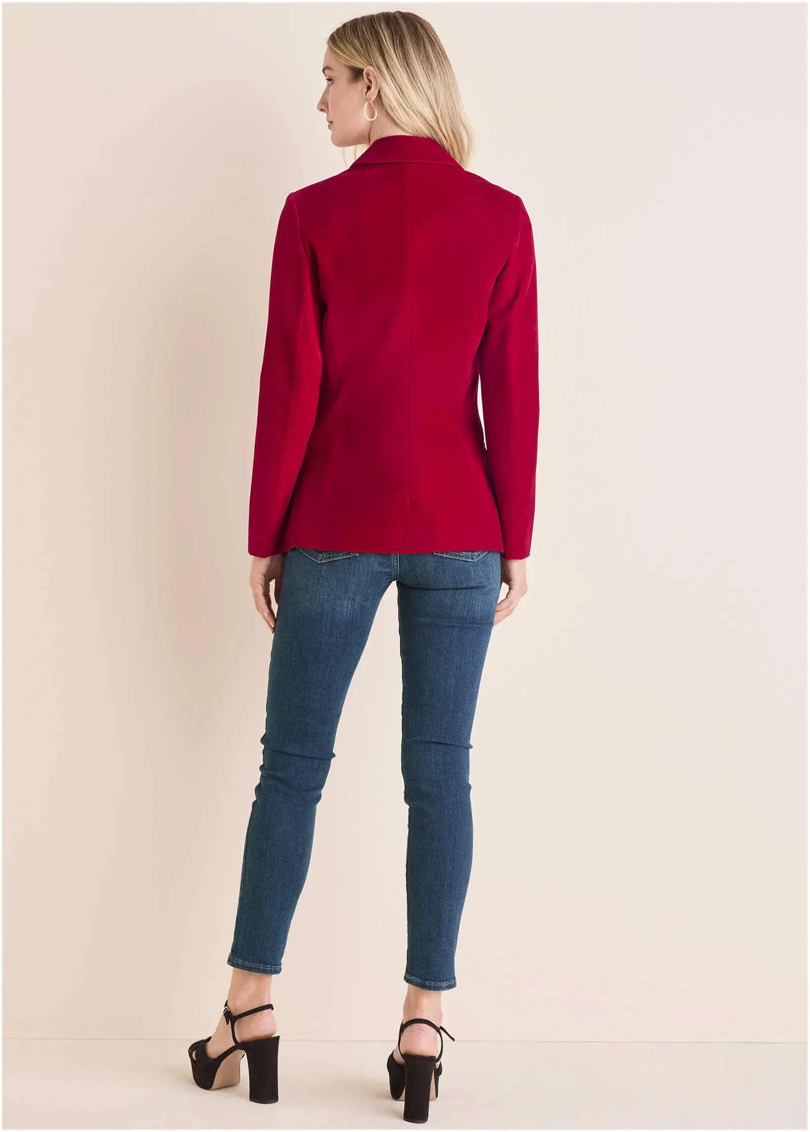 Velvet Blazer  - Red