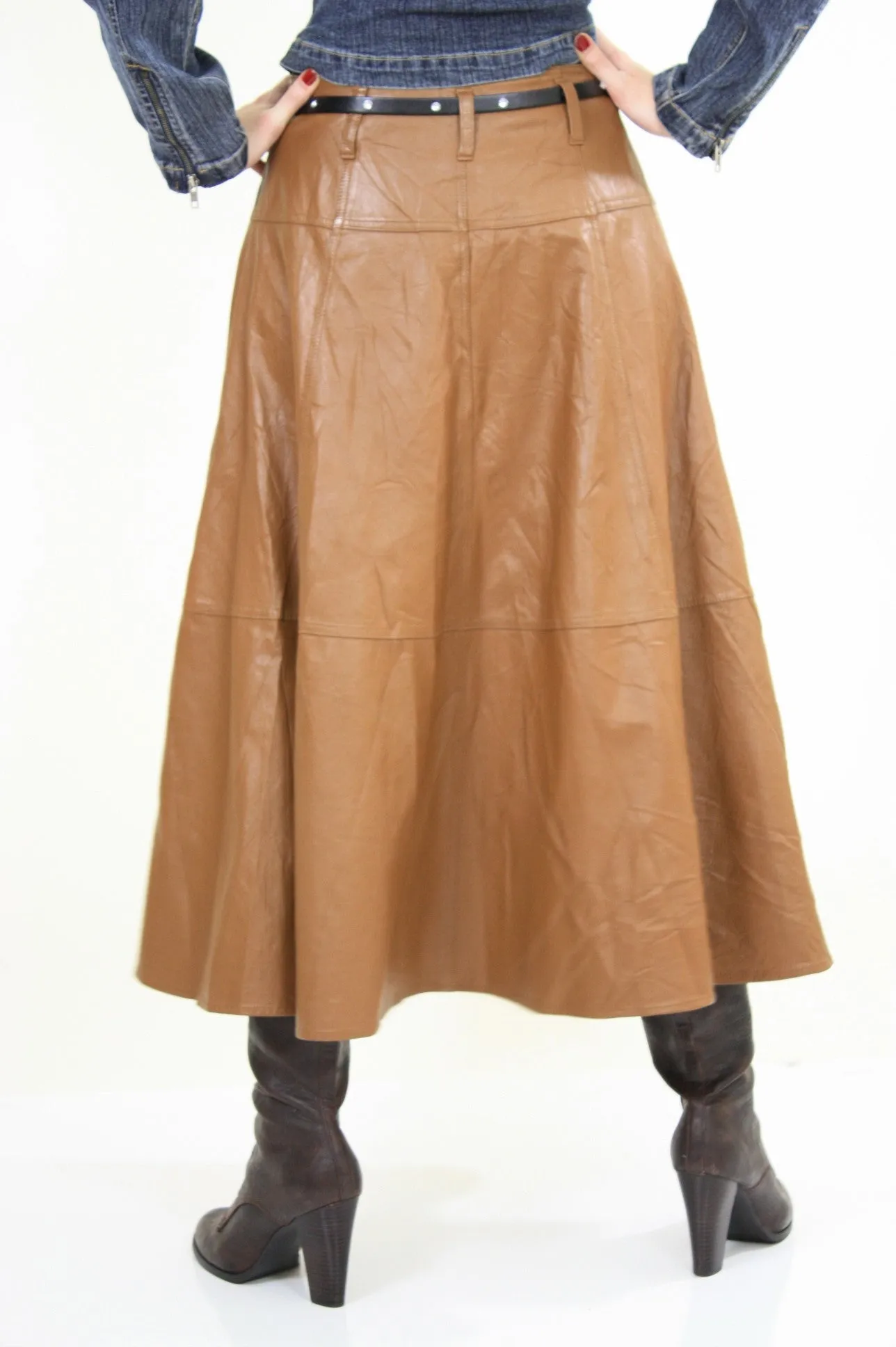 Vintage Maxi Leather Skirt Southwestern Boho