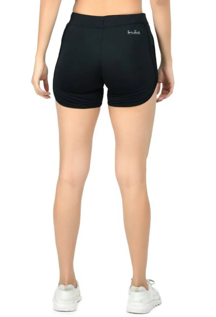 Women Dry-Fit Black Hot Pants Shorts
