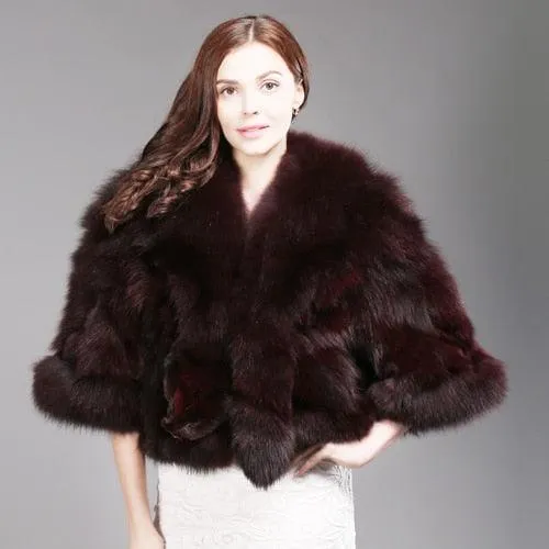 Women Genuine Real Fox Fur Coat 100% Natural Fox Fur Short Winter Jacket Warm Soft Fashion Real Fox Fur Pashmina Overcoat