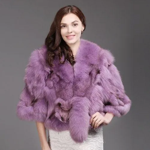 Women Genuine Real Fox Fur Coat 100% Natural Fox Fur Short Winter Jacket Warm Soft Fashion Real Fox Fur Pashmina Overcoat