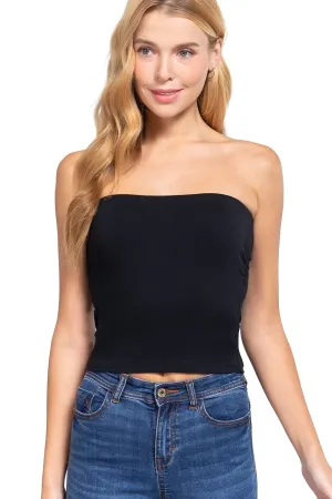 Womens-Basic Bandeau Elastic Cotton Jersey Tube Top