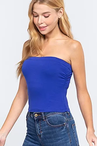 Womens-Basic Bandeau Elastic Cotton Jersey Tube Top