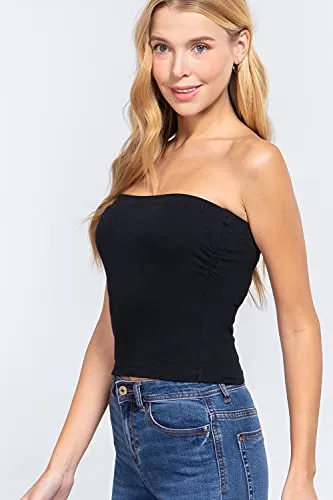 Womens-Basic Bandeau Elastic Cotton Jersey Tube Top