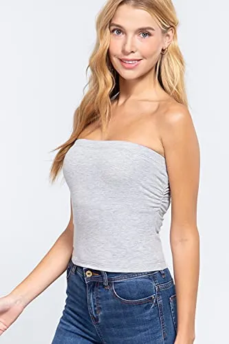 Womens-Basic Bandeau Elastic Cotton Jersey Tube Top