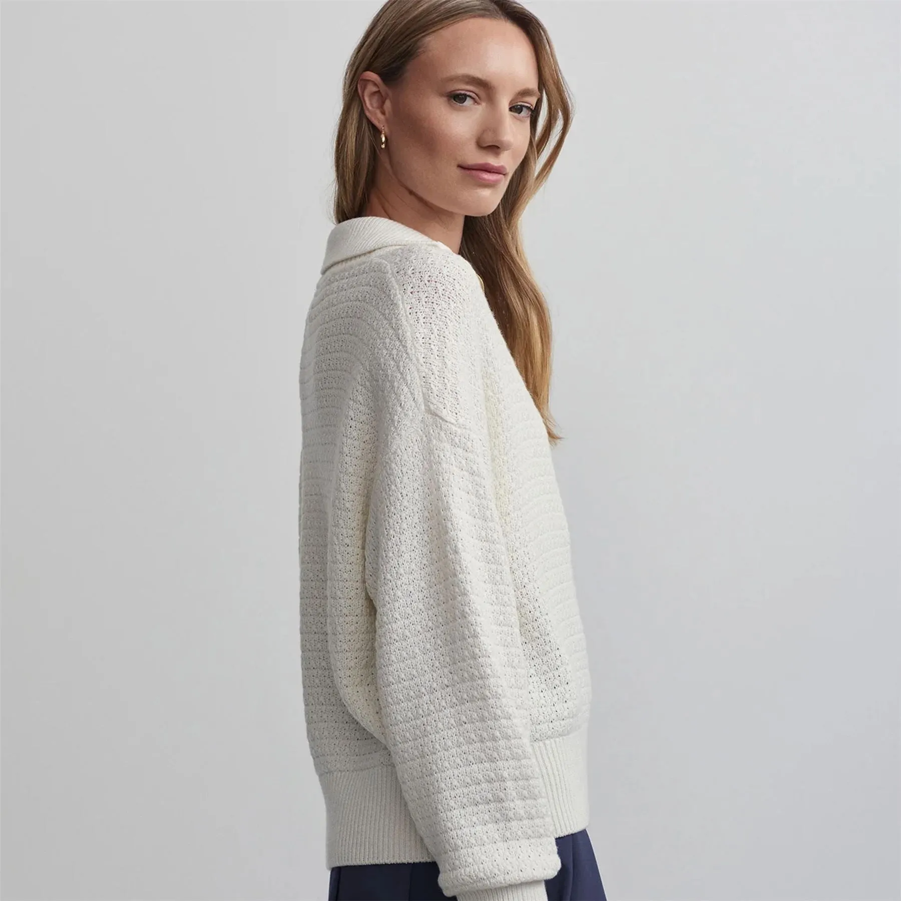 Womens Jene Merino Half Zip Knit Snow White - AW24