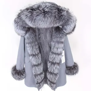 Women's Winter Casual Slim Thick Long Parka With Fox Fur