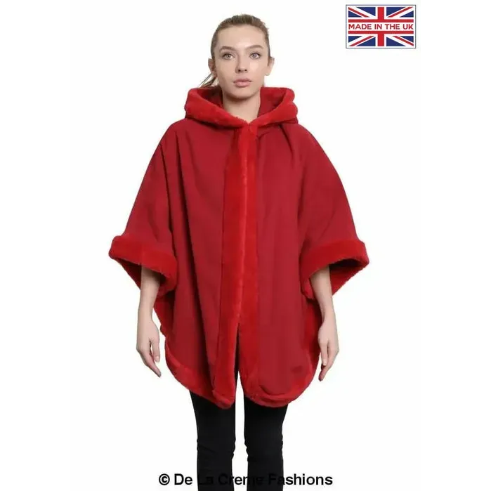 Women’s Wool & Cashmere Blend Fur Lined Hooded Cape