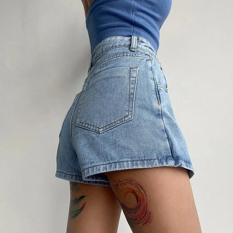 Y2k Fashion Slim Denim High-Waisted Shorts Skirt Bottom