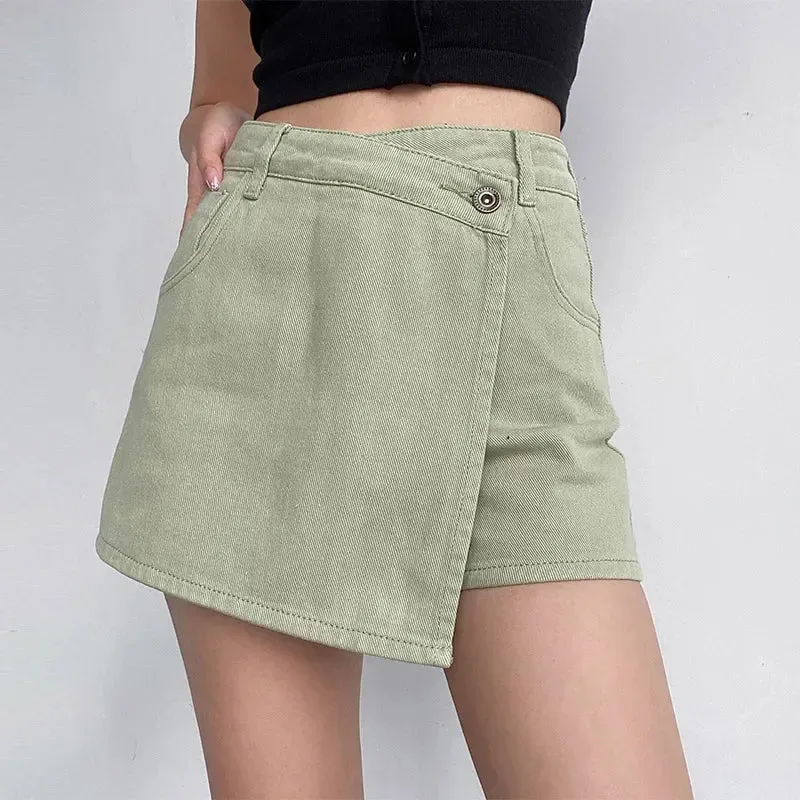 Y2k Fashion Slim Denim High-Waisted Shorts Skirt Bottom