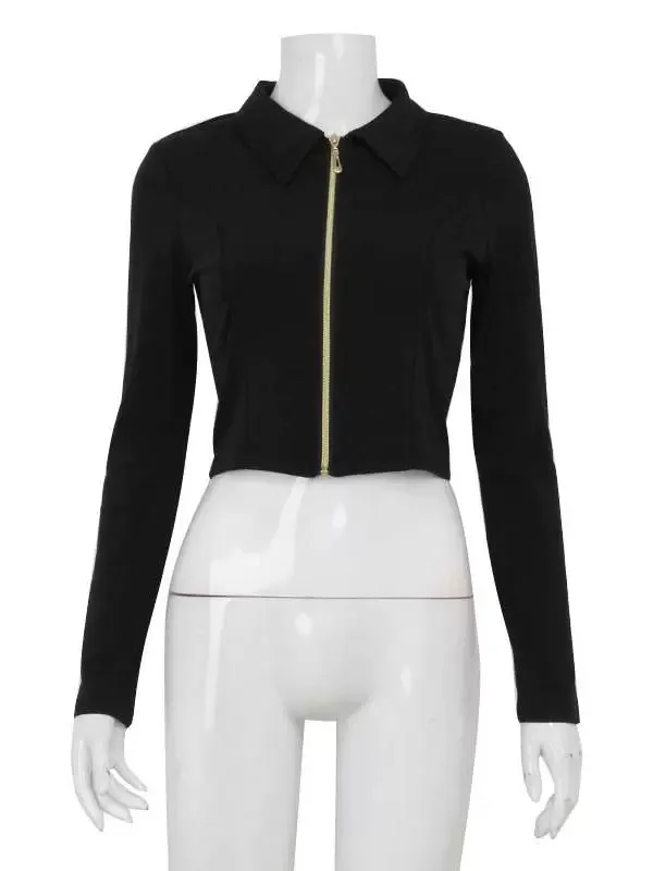 Zaniah Backless Zipper Cropped Jacket